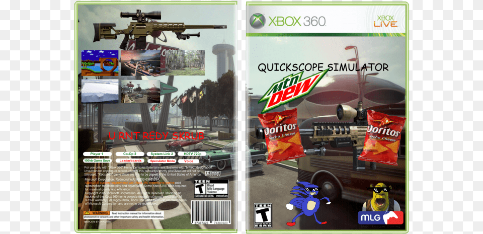 Quick Scope Simulator Xbox 360 Box Art Cover By Haibai57 Xbox 360 No Scope, Advertisement, Collage, Gun, Weapon Free Png