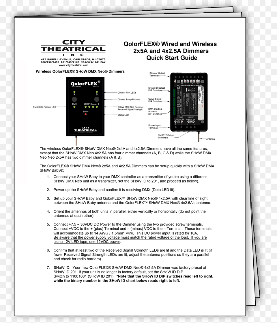 Quick Start Guide For Qolorflex 2x5a And 4x2 5a Wired City Theatrical, Page, Text, Computer Hardware, Electronics Free Png