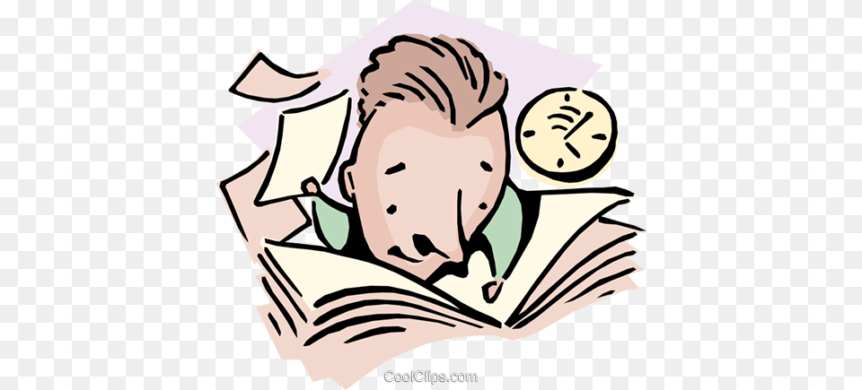 Quick Study Royalty Free Vector Clip Art Illustration, Person, Reading, Book, Publication Png