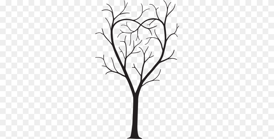 Quiet Heart Tree Tree Without Leaves Silhouette, Art, Drawing, Stencil Free Png