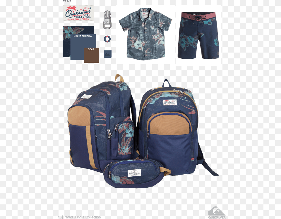 Quiksilver U2014 Chrispittsdesign Jungle, Backpack, Bag, Clothing, Shorts Free Transparent Png
