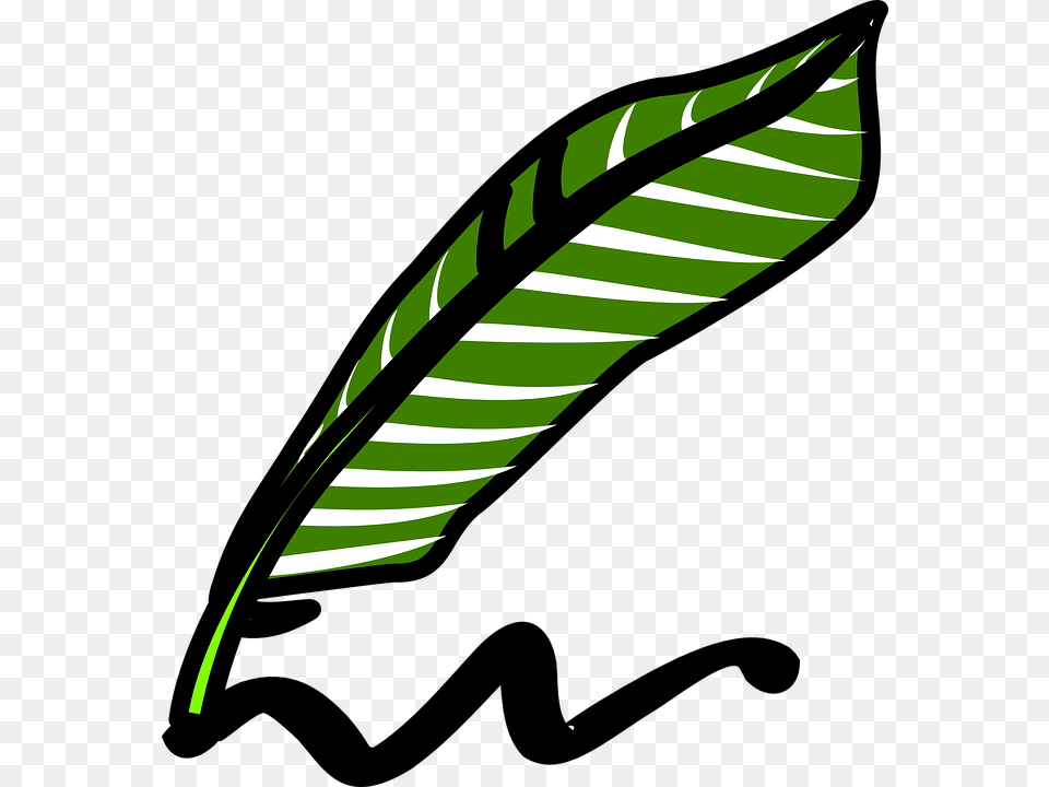 Quill Clipart Writing Green Feather Pen Art, Leaf, Plant Free Png Download