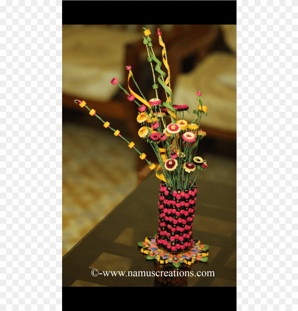 Quilling Flower Pot With Quilling Flower Bunch Centrepiece, Flower Arrangement, Flower Bouquet, Ikebana, Plant Free Png Download