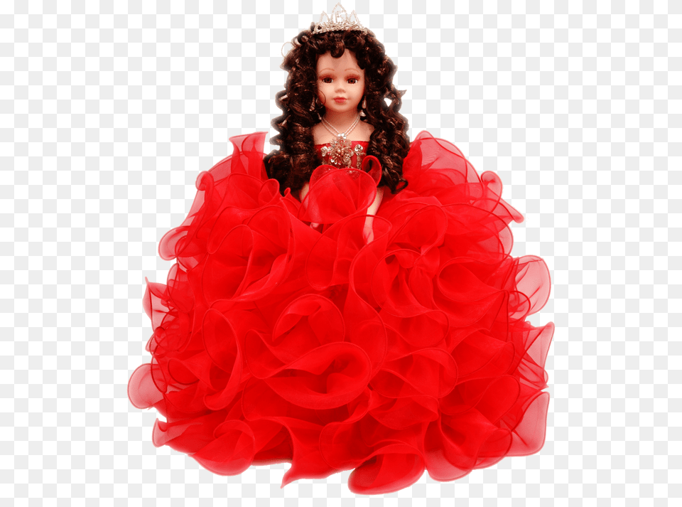 Quinceanera Doll Vestido De Rojo, Clothing, Dress, Formal Wear, Fashion Free Transparent Png