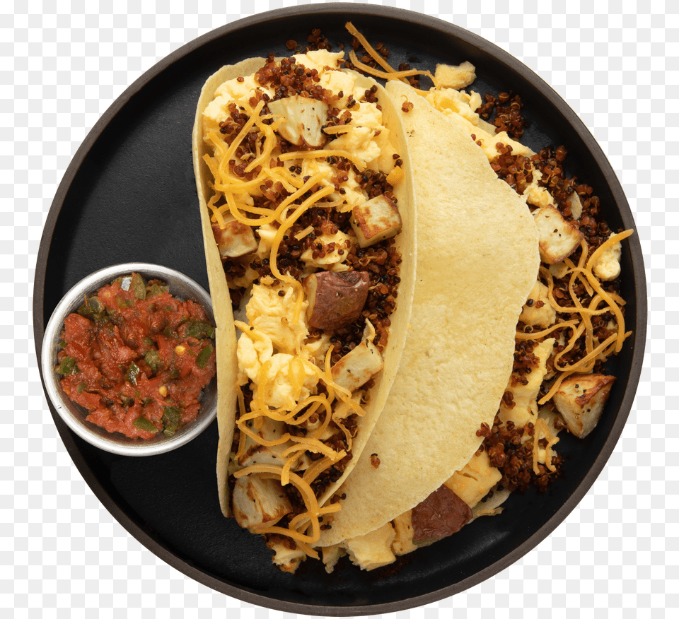 Quinoa Chorizo Breakfast Tacos Corn Tortilla, Food, Food Presentation, Taco, Sandwich Png Image