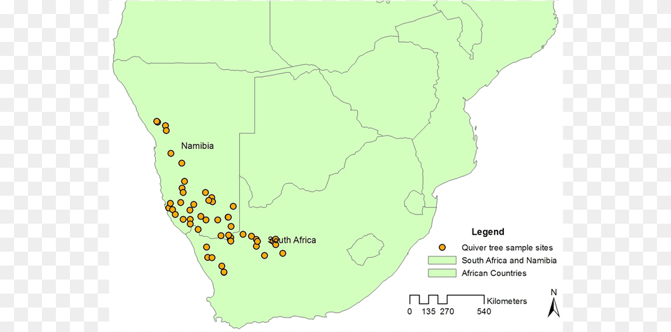 Quiver Tree Sample Sites In Namibia And South Africa Atlas, Chart, Diagram, Plot, Map Free Png Download