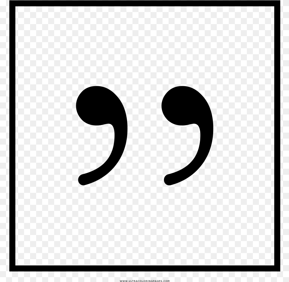 Quotation Marks Coloring Page, Gray Png Image