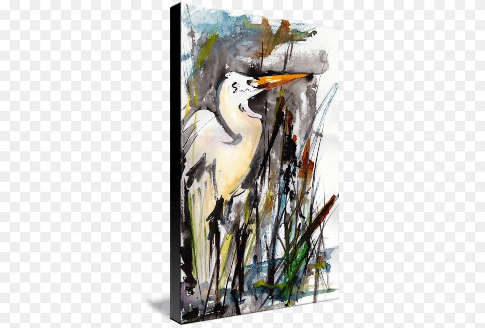 Quotbirds Great Egret Expressive Watercolorquot By Ginette Art, Modern Art, Painting, Animal, Bird Png Image