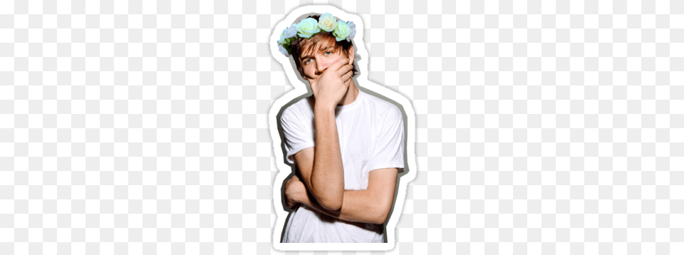 Quotbo Burnham Flower Crownquot Stickers By Blklk If Jesus Can Walk On Water Can He Swim On Land, Head, Face, Flower Arrangement, Flower Bouquet Free Transparent Png