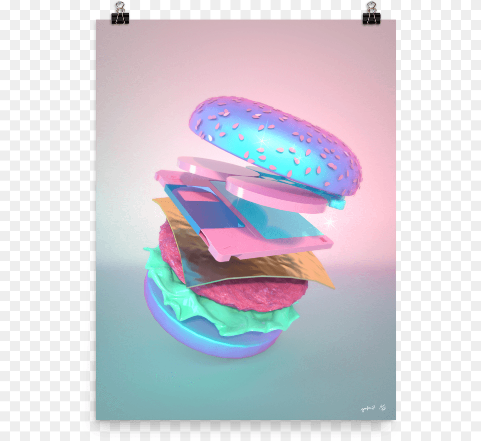 Quotburger With Floppy Diskquot Art Print By Pastelae Vaporwave Burger, Food, Electronics, Phone, Mobile Phone Free Transparent Png