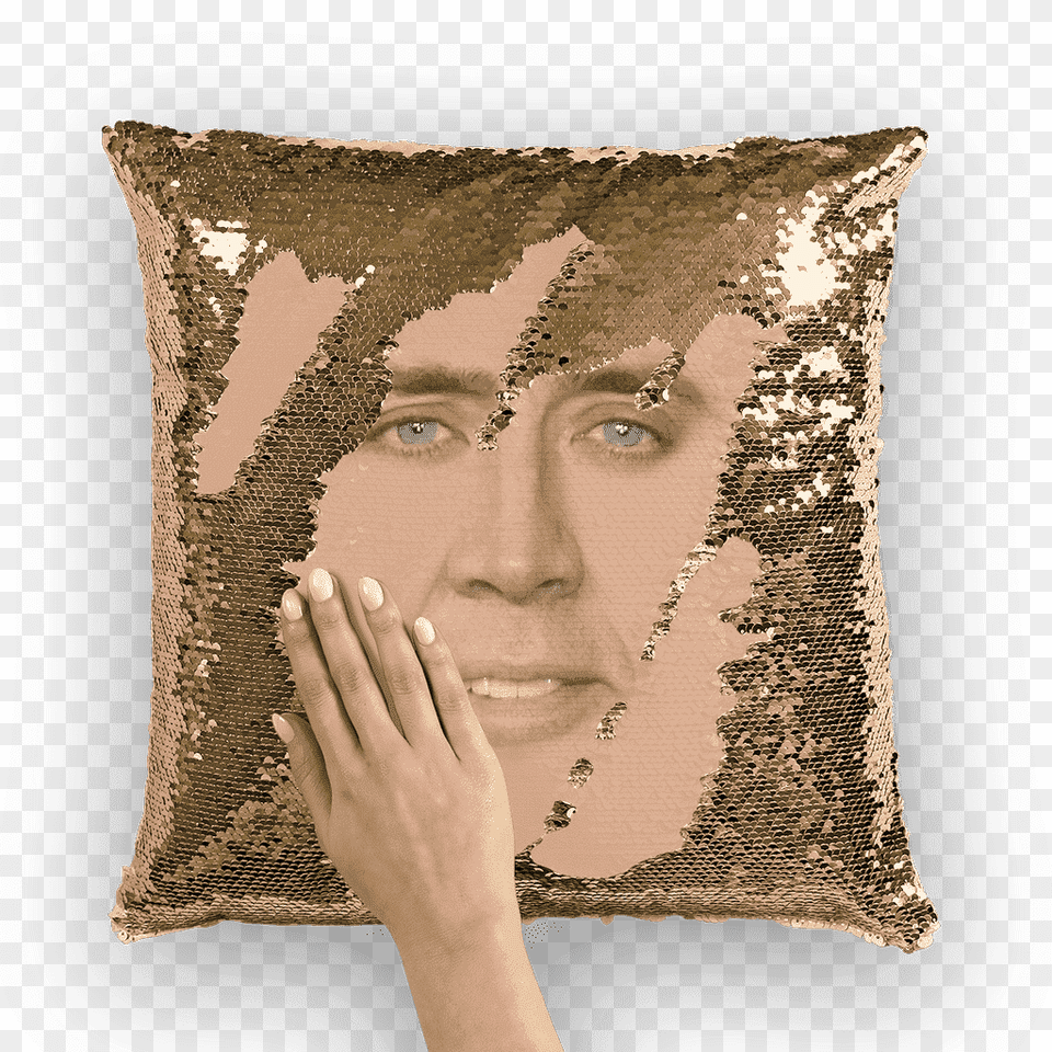 Quotcage Face Sequin Cushion Cover Nicolas Cage Sequin Pillow, Home Decor, Head, Person, Wedding Free Png Download