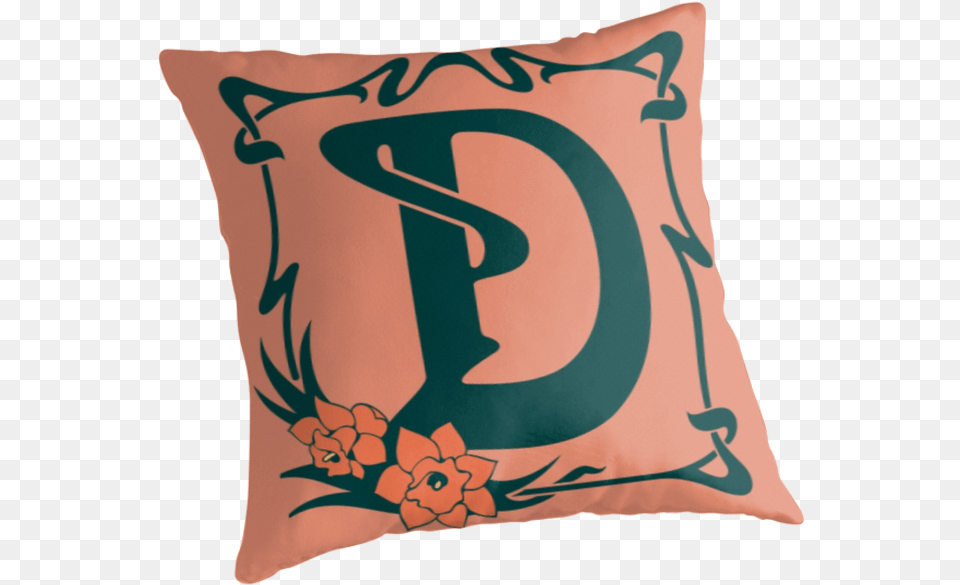 Quotfancy Art Nouveau Letter Flowerquot Throw Pillows Stammes Yin Yang Karte, Cushion, Home Decor, Pillow Png