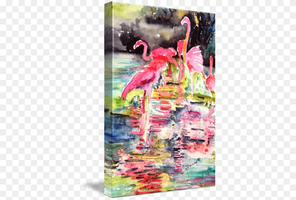 Quotflorida Flamingos Oil Painting Pink Flamingo Tropquot Gallery Wrapped Canvas Art Print 11 X 16 Entitled Florida, Animal, Bird, Modern Art, Female Png