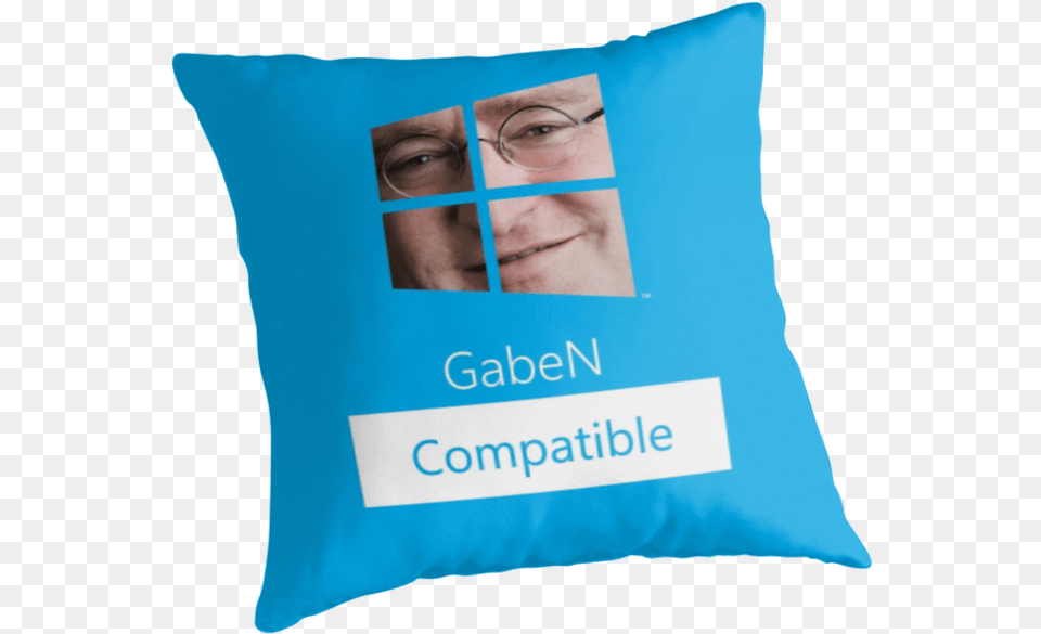 Quotgaben Compatiblequot Throw Pillows By Potatonotfound Gabe Newell Smile, Pillow, Home Decor, Cushion, Accessories Free Png