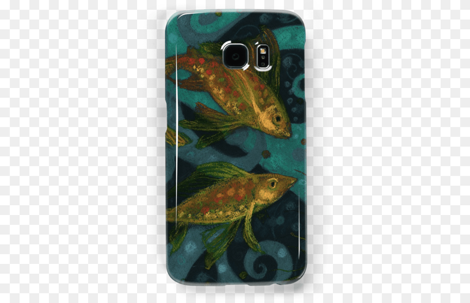 Quotgolden Fishes Underwater Creatures Black Teal And Smartphone, Aquatic, Water, Electronics, Mobile Phone Free Png