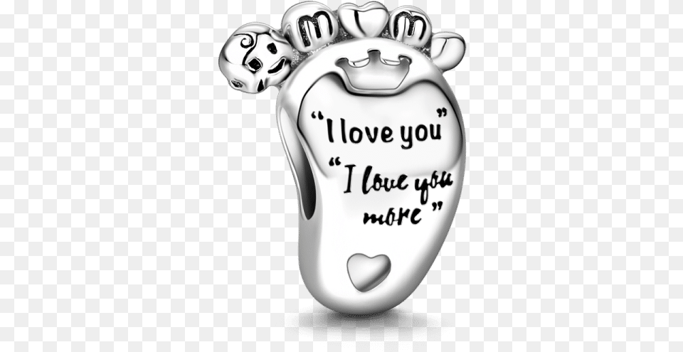Quoti Love You Morequot Baby Foot Charm Silver Silver, Jar, Ammunition, Grenade, Weapon Free Transparent Png