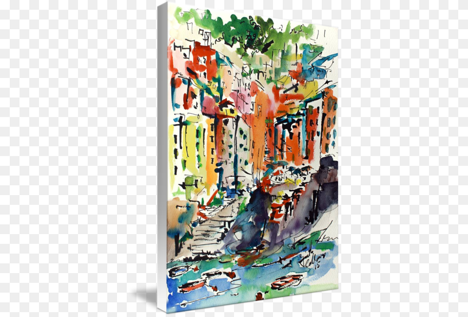 Quotitaly Riomaggiore Expressive Modern Watercolorquot By Gallery Wrapped Canvas Art Print 24 X 24 Entitled Abstract, Modern Art, Painting Free Png Download