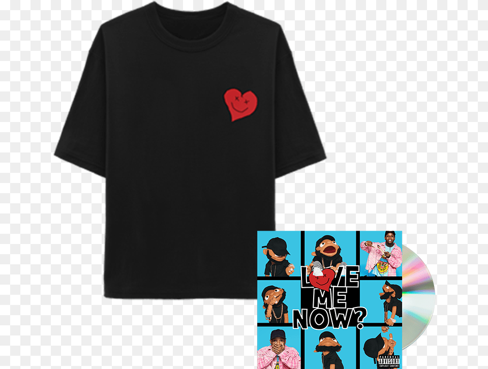 Quotlove Me Nowquot Black T Shirt Cd Digital Album Love Me Now, T-shirt, Clothing, Person, Male Free Png