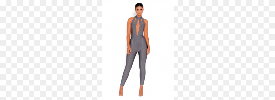 Quotoraquot Sexy Semi Backless Grey Bandage Jumpsuit Fashion, Clothing, Spandex, Pants, Adult Free Transparent Png