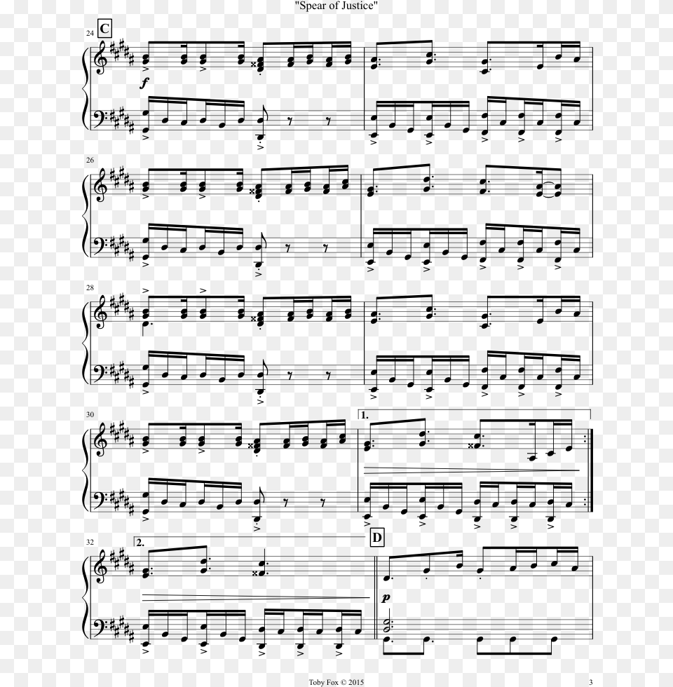 Quotspear Of Justicequot Sheet Music Composed By Composition Piano Sheet Music, Gray Free Transparent Png