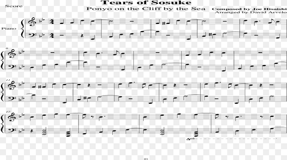 Quottears Of Sosukequot From Ponyo By Joe Hisaishi Sheet Music, Gray Free Png Download