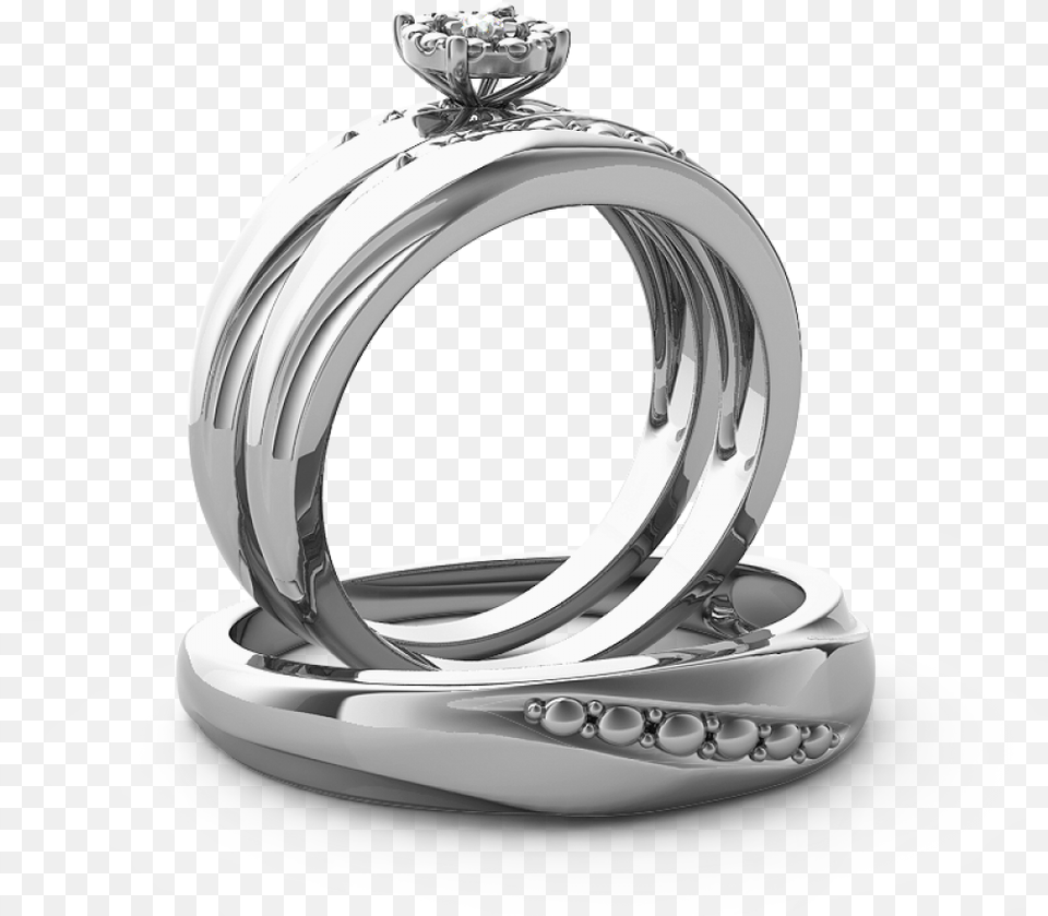 Quottrio De Anillosquot De Matrimonio Oro Blanco 10kt Anillo De Compromiso Y De Matrimonio En Oro Blanco, Accessories, Jewelry, Platinum, Ring Png Image