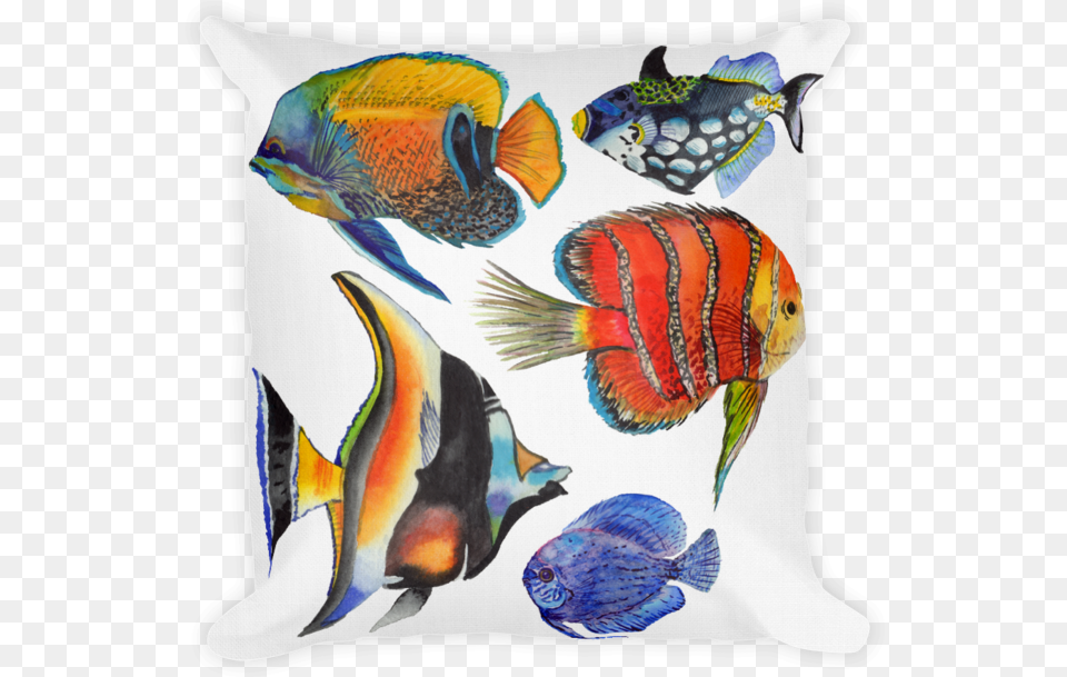 Quotwatercolor Fish Landquot Double Sided Print 18quotx18quot Premium Watercolor Painting, Cushion, Home Decor, Pillow, Animal Free Transparent Png