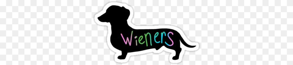 Quotwieners Funny Wiener Dog Dachshund Silhouette Rainbow Inappropriate Stickers For Snapchat, Animal, Canine, Mammal, Pet Free Png Download