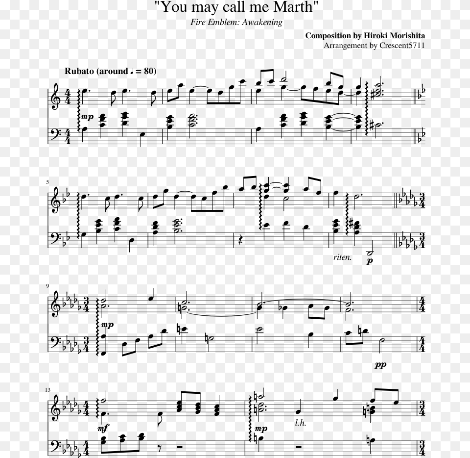 Quotyou May Call Me Marthquot Sheet Music Composed By Composition You May Call Me Marth Sheet Music, Gray Png Image