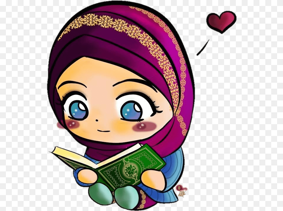 Quran Muslim Islamic Islam Hijab Girl Reading Quran Clipart, Book, Publication, Comics, Baby Free Png