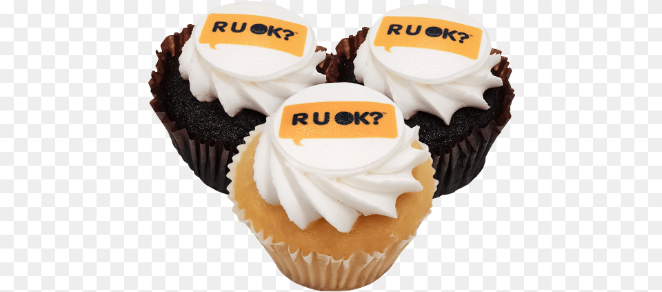R U Ok Day Individual Cupcakes Ru Ok Day Cupcakes, Cake, Cream, Cupcake, Dessert Free Transparent Png