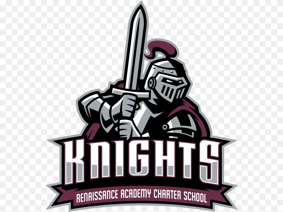 Ra Knights Athletic Logo Renaissance Academy Charter School Knights, Knight, Person, Sword, Weapon Png Image