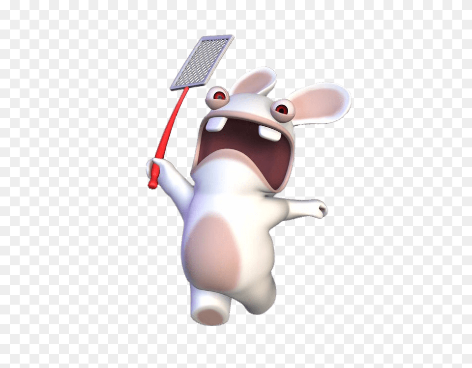 Rabbid Running Around With Flyswapper, Badminton, Person, Sport Free Png Download