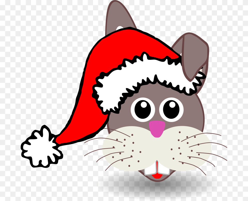 Rabbit 001 Face Cartoon With Santa Hat, Baby, Head, Person, Animal Png Image