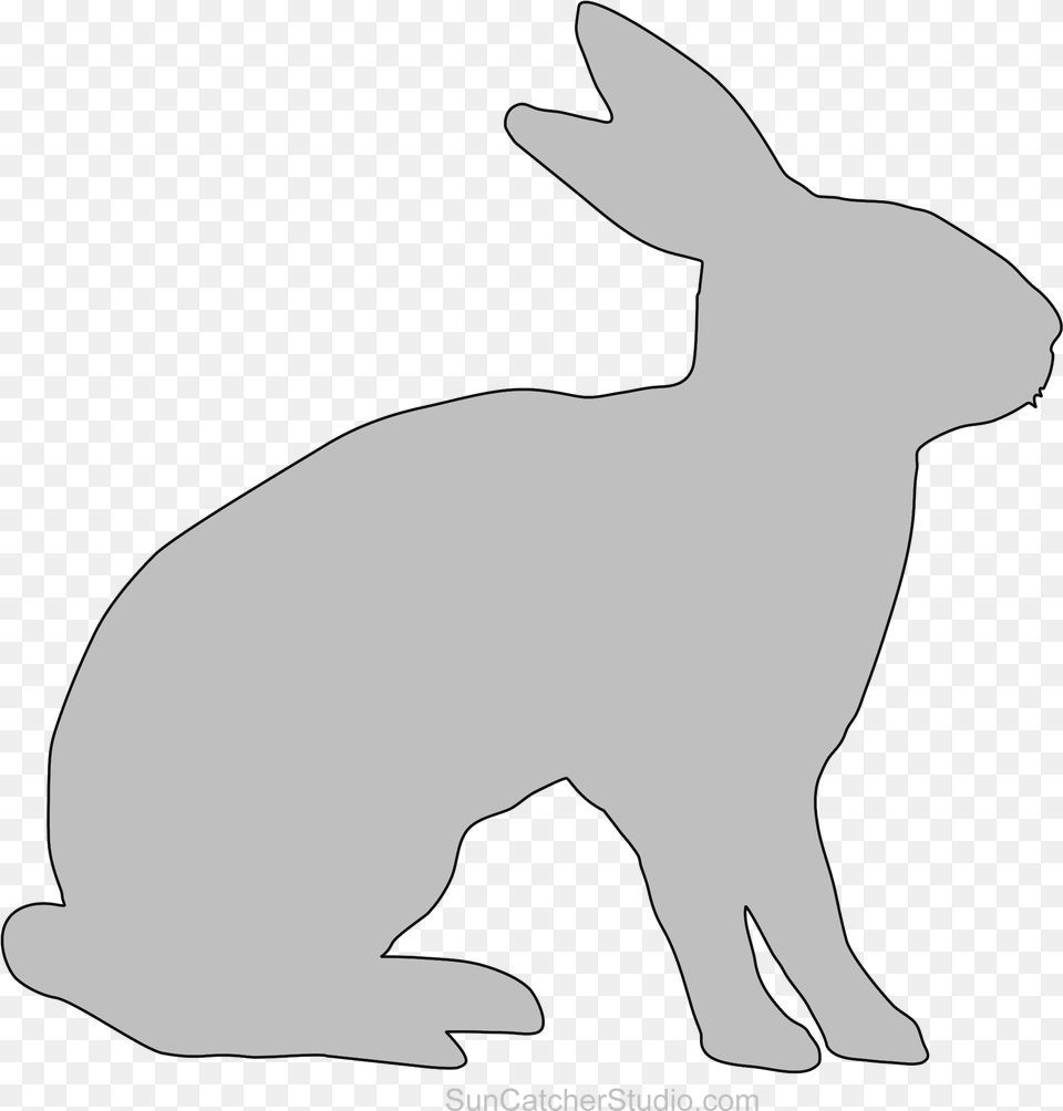 Rabbit Bunny Pattern Outline Clip Art Printable Downloadable Domestic Rabbit, Animal, Hare, Mammal, Rodent Png