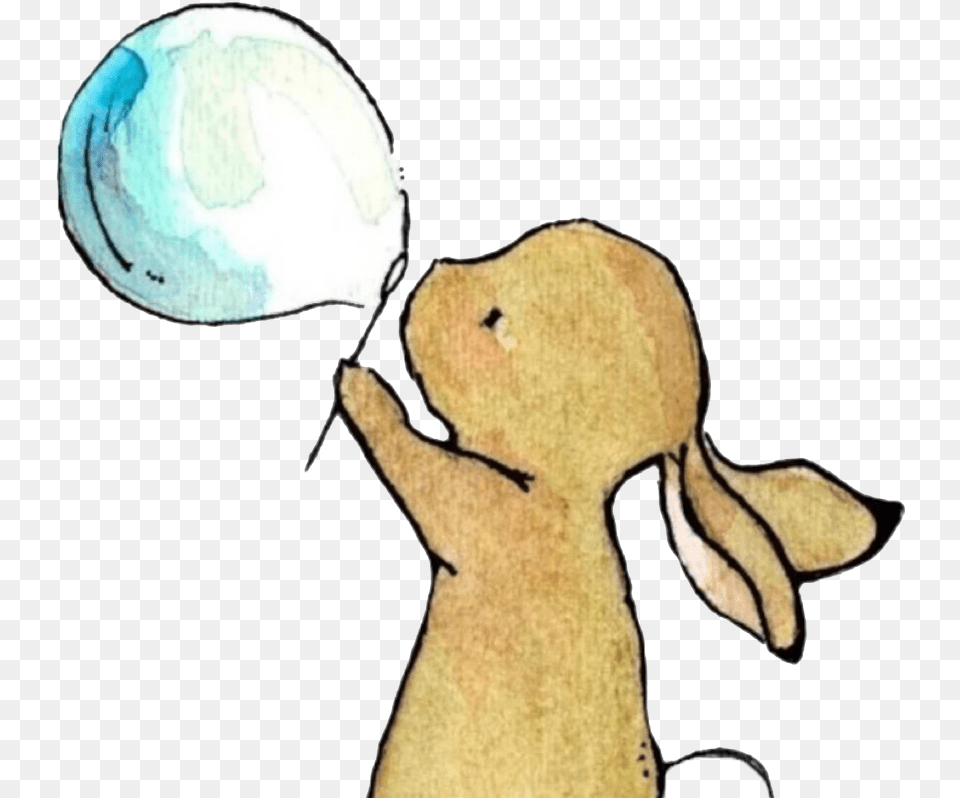 Rabbit Drawing Illustration Animal Blowing Bubbles Drawing, Cutlery, Spoon, Person Png Image