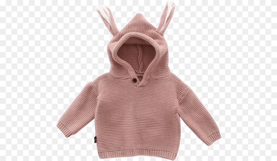 Rabbit Ears Cardigan Sweater Hoodie, Clothing, Hood, Knitwear, Sweatshirt Png