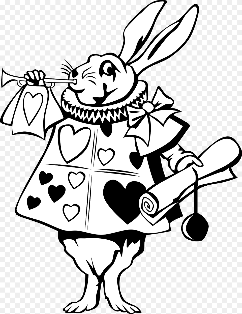 Rabbit From Alice In Wonderland Line Art Clipart, Book, Comics, Publication, Animal Free Png