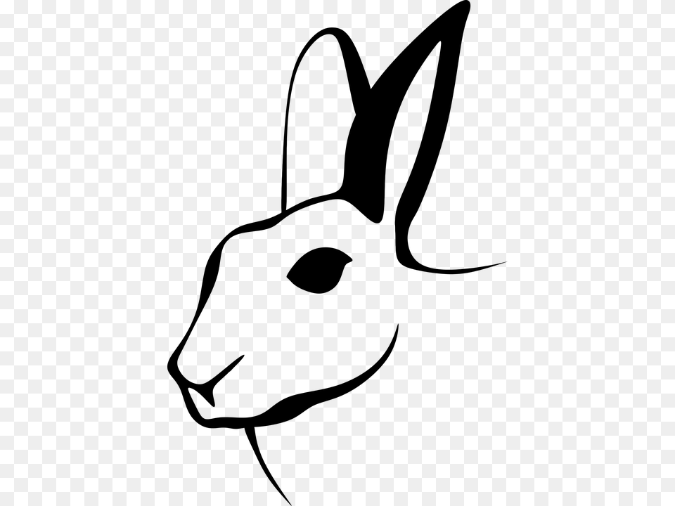 Rabbit Head Silhouette, Gray Free Png Download
