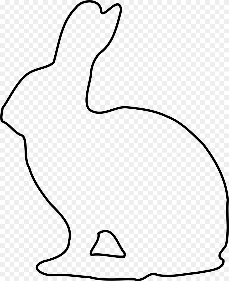 Rabbit Outline, Gray Png Image