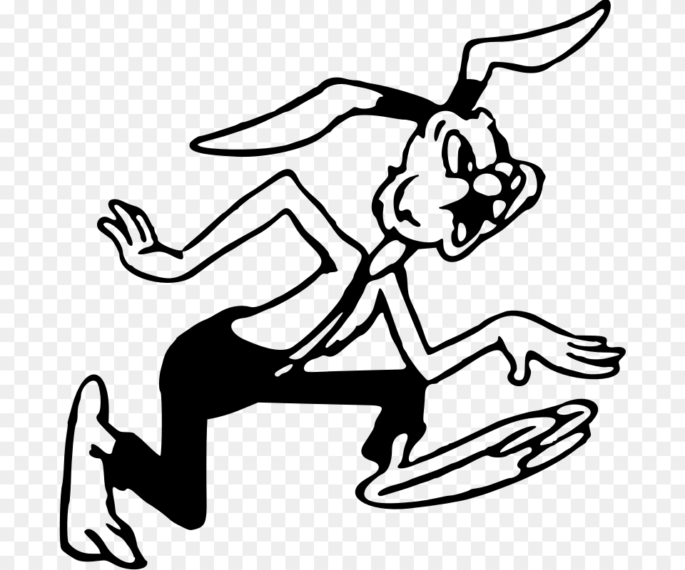 Rabbit Running Anthropomorphism Clip Art, Gray Png