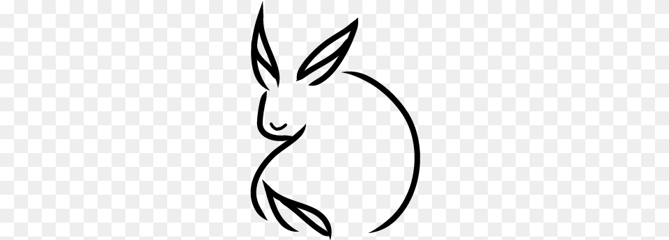 Rabbit Silhouette Tattoo, Gray Png Image