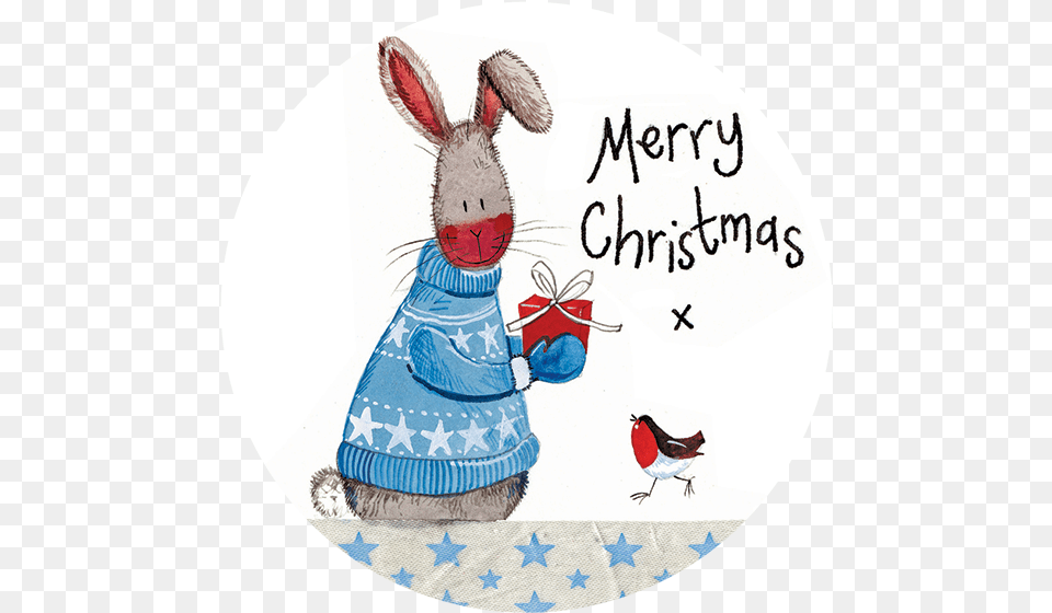 Rabbit With Present Christmas Gift Tag Alex Clark Art Cartoon, Animal, Bird Free Transparent Png