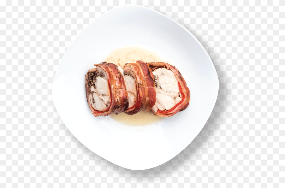 Rabbit Wrapped In Bacon Dish, Food, Meat, Pork, Plate Free Png