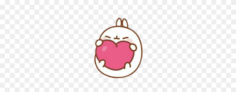 Rabbitholdingheart Cute Molang Kawaii Heart Pinkue Pink, Bag, Accessories, Food, Fruit Free Png Download