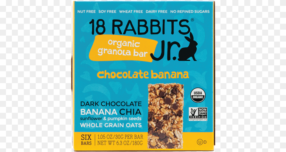 Rabbits Granola Bar Organic Chocolate Banana Muesli, Food, Grain, Produce, Advertisement Png Image