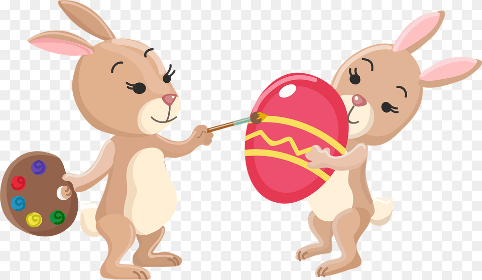 Rabbits Painting Eggs Clipart, Baby, Person Png Image