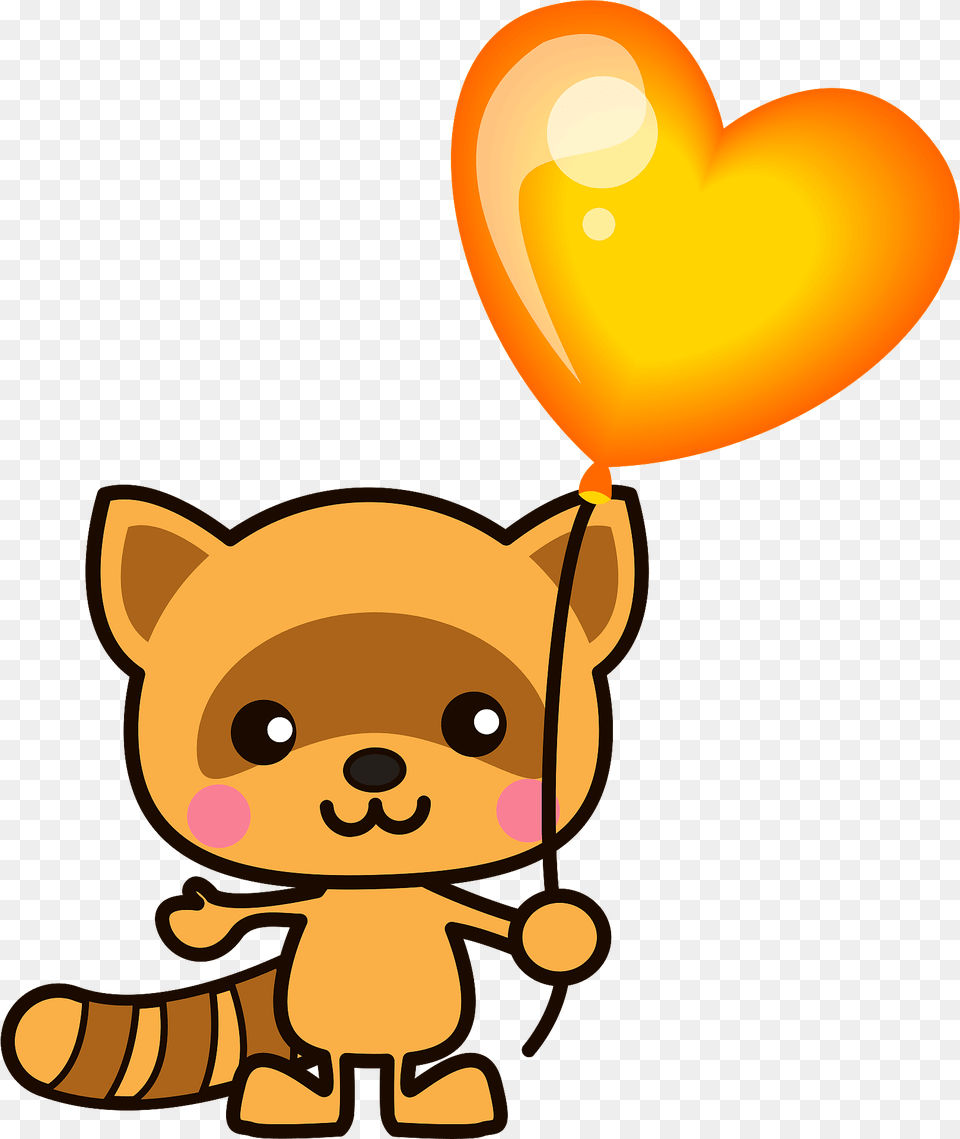 Raccoon Holding A Heart Balloon Clipart, Animal, Bear, Mammal, Wildlife Free Png