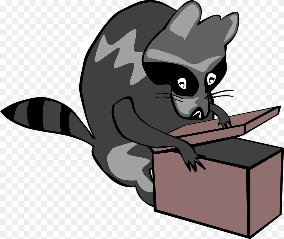 Raccoon Opening Box Clipart, Animal, Mammal, Fish, Sea Life Free Png Download