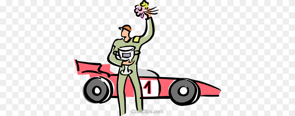Race Car Driver With His Car Royalty Vector Clip Art, Grass, Plant, Person, Device Free Transparent Png